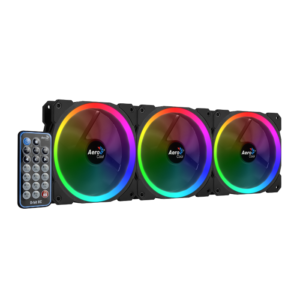 Lot de 3 Ventilateurs de boitier AeroCool Orbit RC RGB 12cm (Noir) avec télécommande