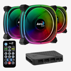 Lot de 3 Ventilateurs de boitier AeroCool Astro 12 Pro RGB 12cm (Noir)
