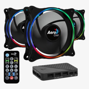 Lot de 3 Ventilateurs de boitier AeroCool Eclipse 12 Pro RGB 12cm (Noir)