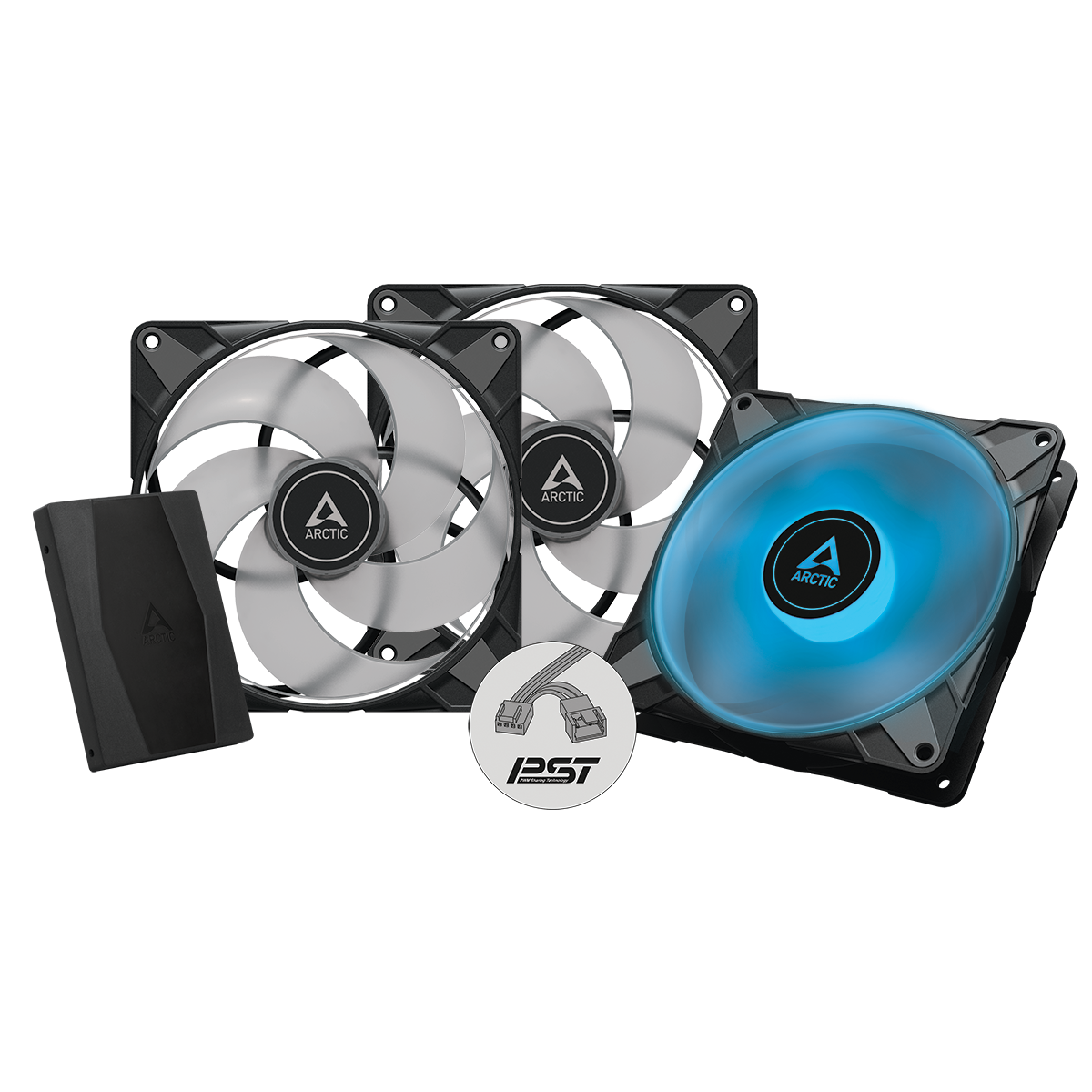 Lot de 3 Ventilateurs de boitier Arctic P14 PST RGB - 14cm (Noir)