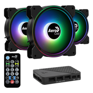 Lot de 3 Ventilateurs de boitier Aerocool Saturn 12F Pro RGB 12cm (Noir) avec télécommande