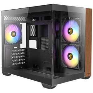 Boitier Mini Tour Micro-ATX Antec CX600M Wood RGB avec panneaux vitrés (Noir)