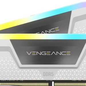 Kit Barrettes mémoire 32Go (2x16Go) DIMM DDR5 Corsair Vengeance RGB 6400MHz CL32 (Blanc)