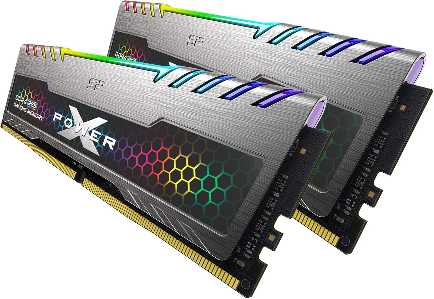 Kit Barrettes mémoire 16Go (2x8Go) DIMM DDR4 Silicon Power XPower Turbine RGB 3200Mhz (Gris)