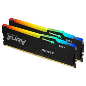 Kit Barrettes mémoire 32Go (2x16Go) DIMM DDR5 Kingston Fury Beast RGB  6000MHz CL 40(Noir)