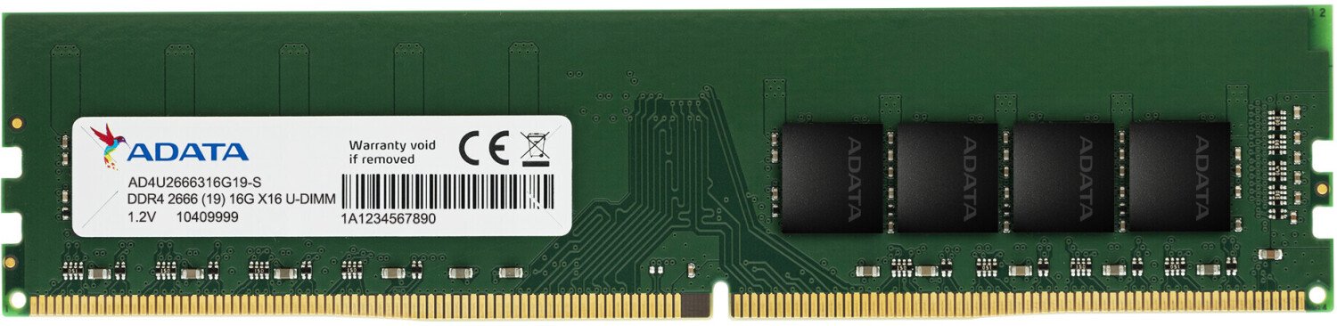 Barrette mémoire 16Go DIMM DDR4 Adata Premier 2666Mhz (Vert)
