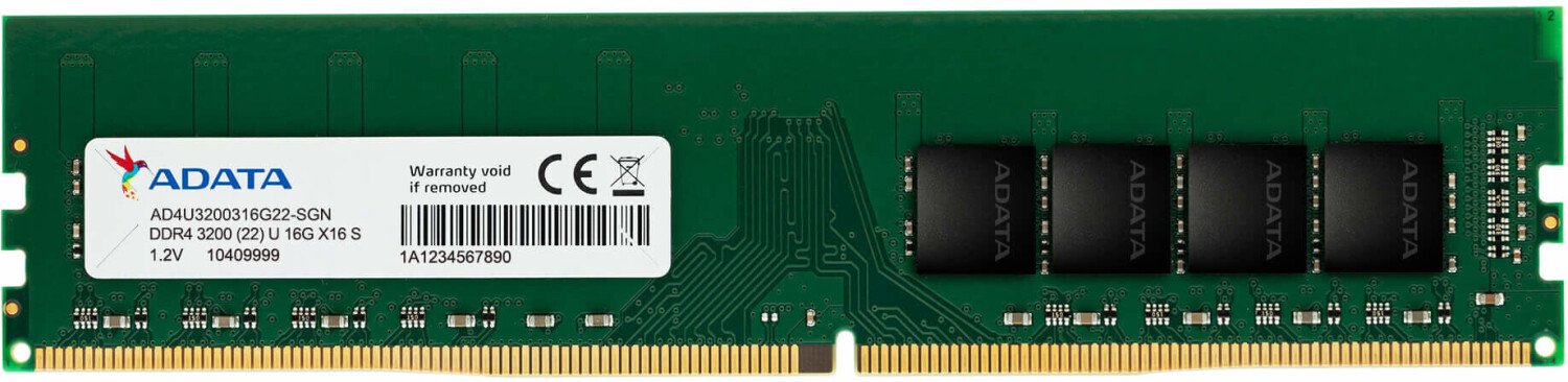 Barrette mémoire 16Go DIMM DDR4 Adata Premier 3200Mhz (Vert)