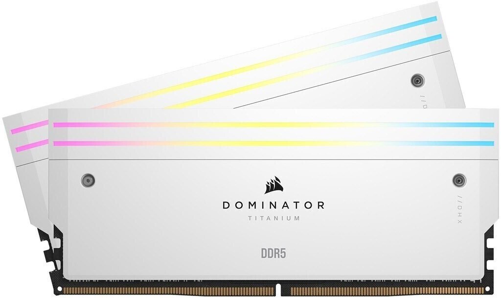Kit Barrettes mémoire 32Go (2x16Go) DIMM DDR5 Corsair Dominator Titanium RGB 6400MHz (Blanc)
