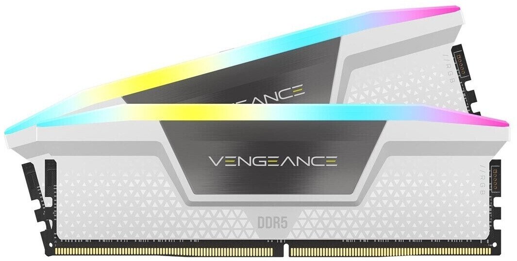 Kit Barrettes mémoire 32Go (2x16Go) DIMM DDR5 Corsair Vengeance RGB 5600MHz CL36 (Blanc)