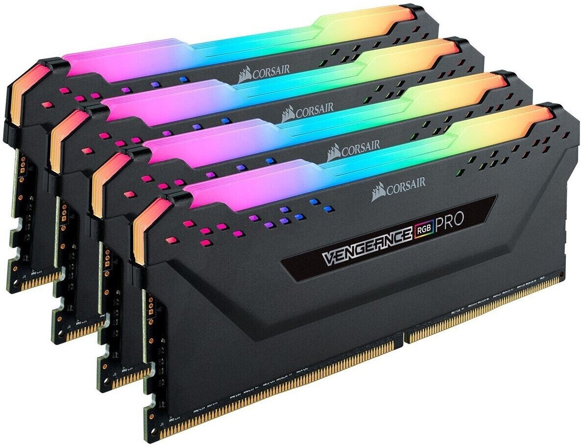 Kit Barrettes mémoire 32Go (4x8Go) DIMM DDR4 Corsair Vengeance RS RGB 3200Mhz (Noir)