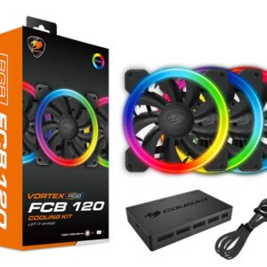 Lot de 3 Ventilateurs de boitier Cougar Vortex FCB RGB 12cm (Noir)