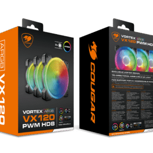 Lot de 3 Ventilateurs de boitier Cougar Vortex VX RGB 12cm (Noir)