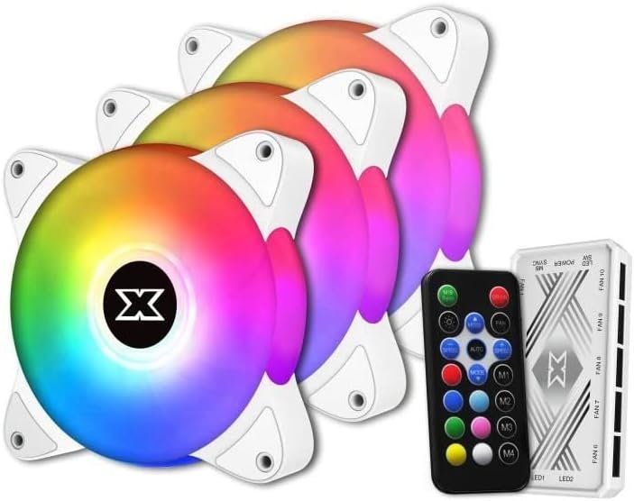 Lot de 3 Ventilateurs de boitier Xigmatek Galaxy III Essential RGB (Blanc)