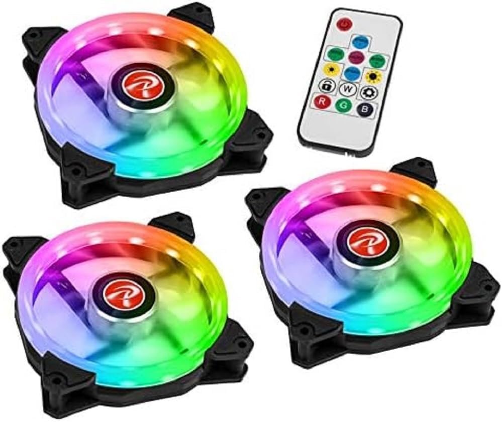 Lot de 3 Ventilateurs de boitier Raijintek Iris 12 Rainbow A RGB 12cm (Noir)