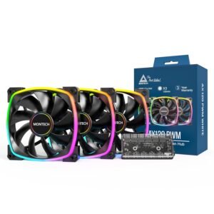 Lot de 3 Ventilateurs de boitier Montech AX120 RGB - 12cm (Noir)