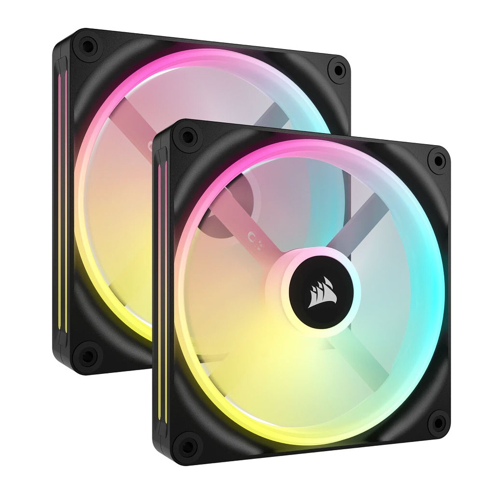 Lot de 2 Ventilateurs de boitier Corsair iCue Link QX RGB - 14cm (Noir)