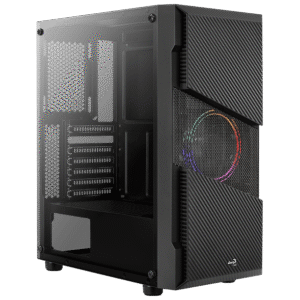 Boitier Moyen Tour ATX AeroCool Menace Saturn F RGB avec panneau vitré (Noir)