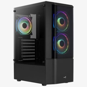 Boitier Moyen Tour ATX AeroCool Quantum v2 RGB avec panneaux vitrés (Noir)