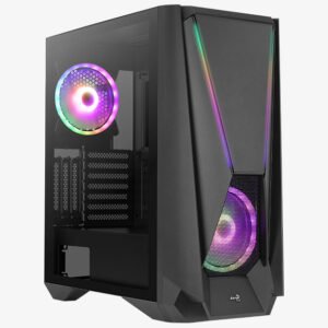 Boitier Moyen Tour E-ATX AeroCool Visor RGB avec panneau vitré (Noir)