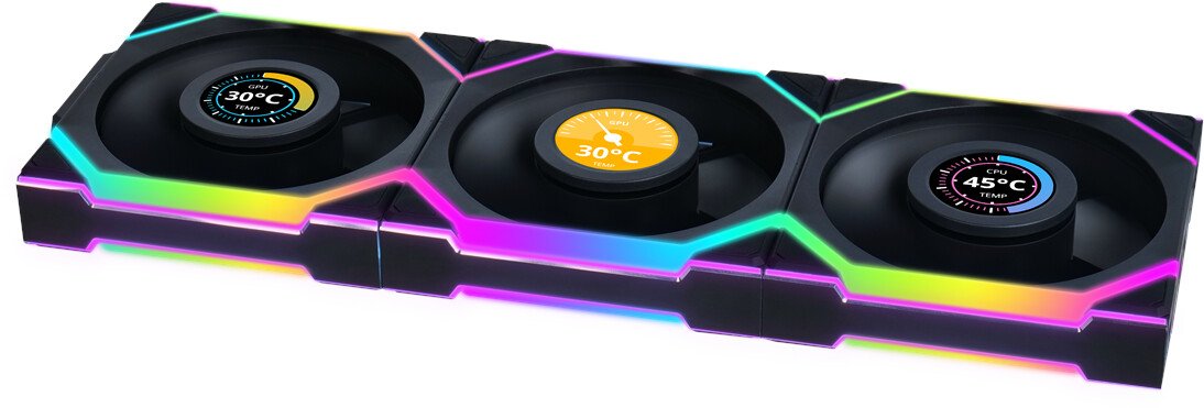 Lot de 3 Ventilateurs de boitier Lian Li Uni Fan SL Wireless LCD RGB - 12cm (Noir)